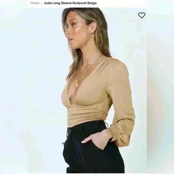 NWT Princess Polly LONG SLEEVE BODYSUIT BEIGE 6 - Picture 3 of 15